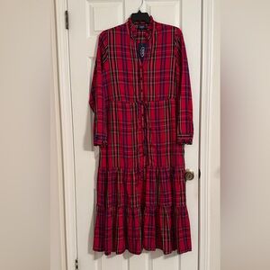Chaps RL red plaid dress. Cute details @ neck & sleeves. Runs small,fits like L.